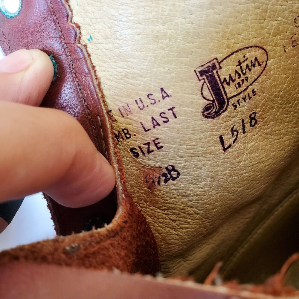 Vintage Women's Justin Roper Boots Brown Leather Size 5.5 B L0518 - Made in USA - Picture 6 of 7